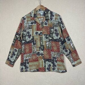 Olivia James Women’s Floral Long Sleeve Shirt Sz L / 14  Polyester 100% Vintage